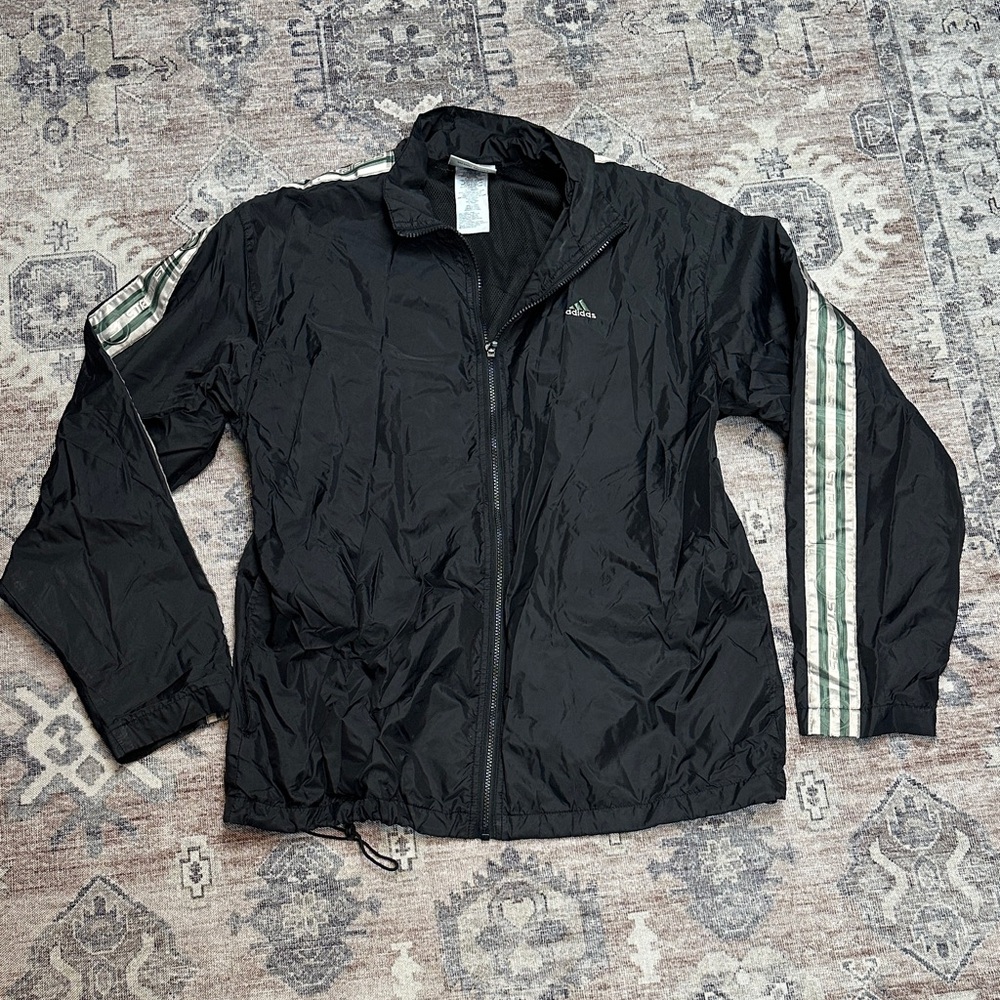 Vintage Adidas y2k Black Windbreaker Jacket sz medium men’s